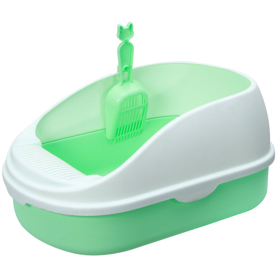 Medium Portable Cat Toilet Litter Box Tray with Scoop Green