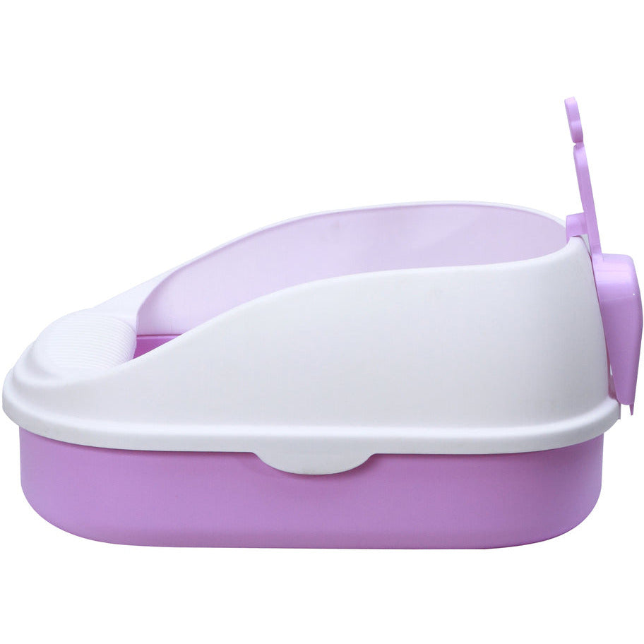 Medium Portable Cat Toilet Litter Box Tray with Scoop Purple