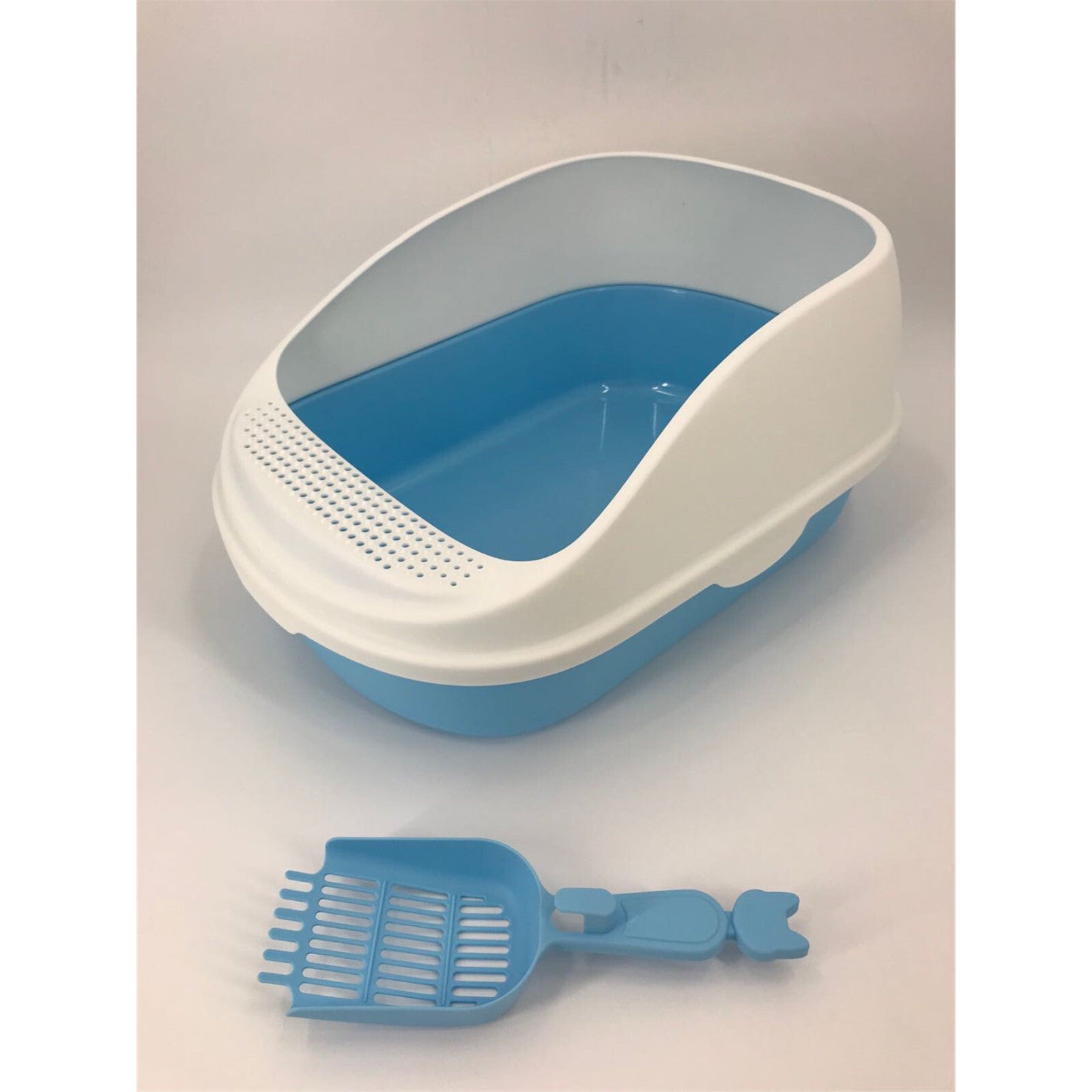 Large Portable Cat Toilet Litter Box Tray House with Scoop Blue