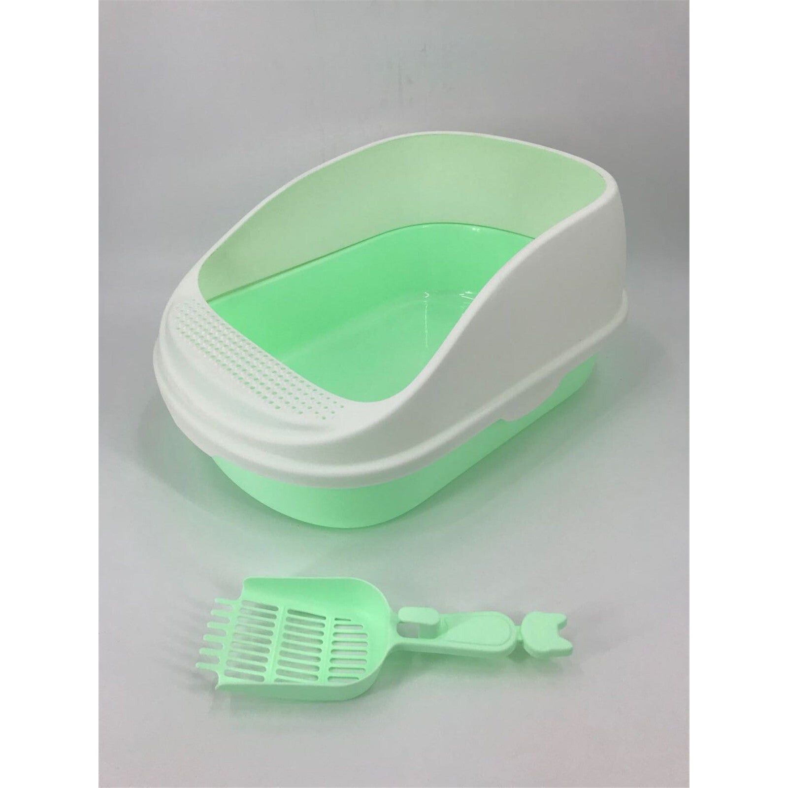 Large Portable Cat Toilet Litter Box Tray House with Scoop Green