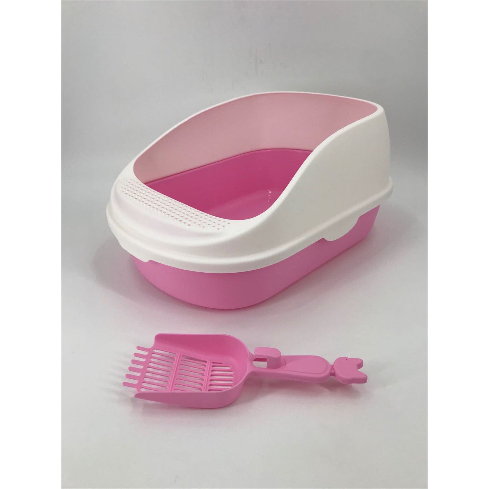 Large Portable Cat Toilet Litter Box Tray House with Scoop Pink