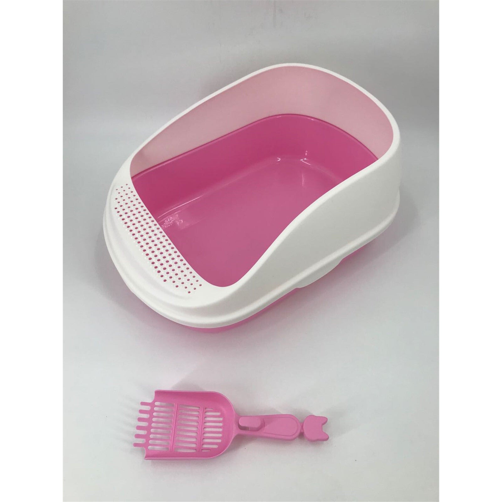 Large Portable Cat Toilet Litter Box Tray House with Scoop Pink