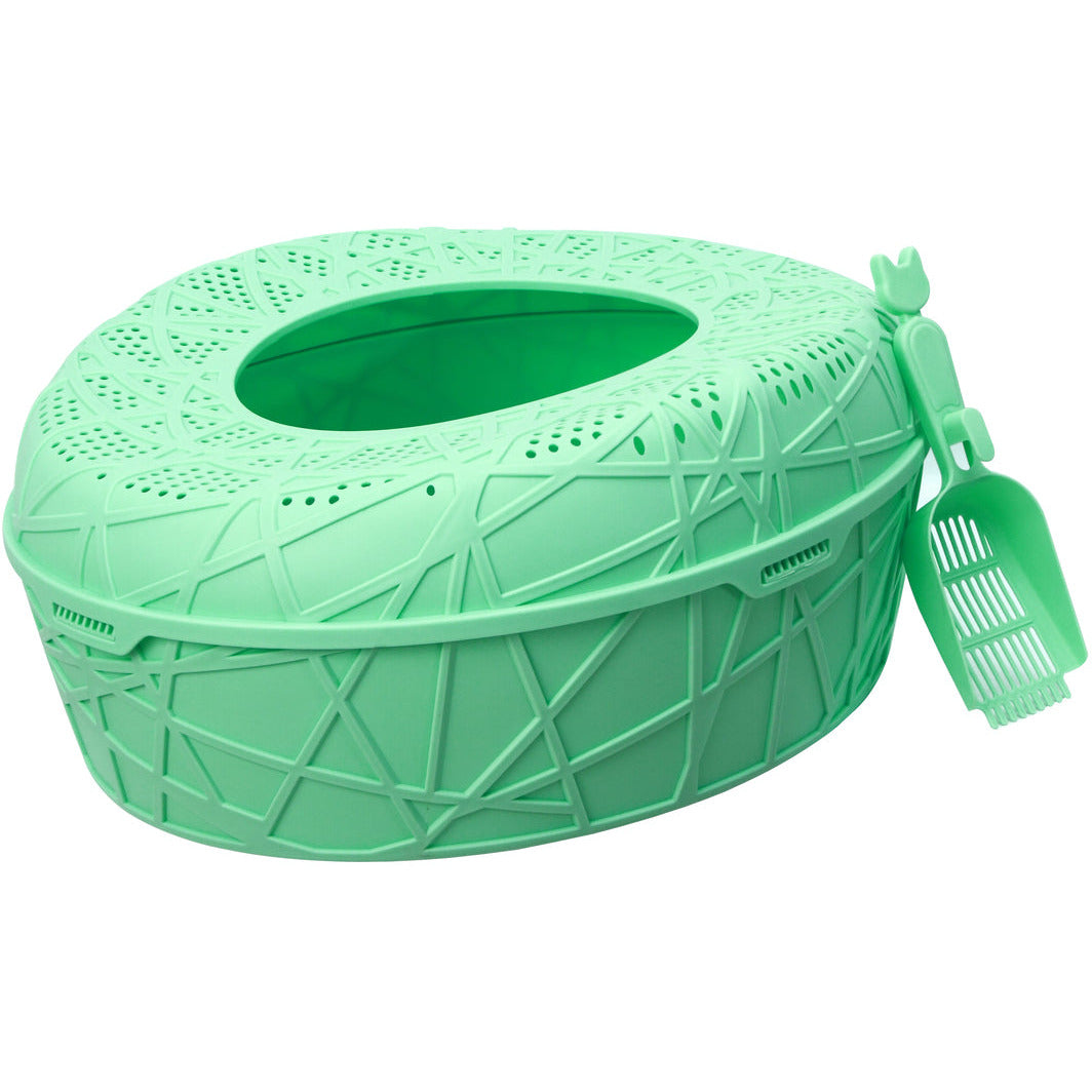 XL Portable Cat Toilet Litter Box Tray House with Scoop Green