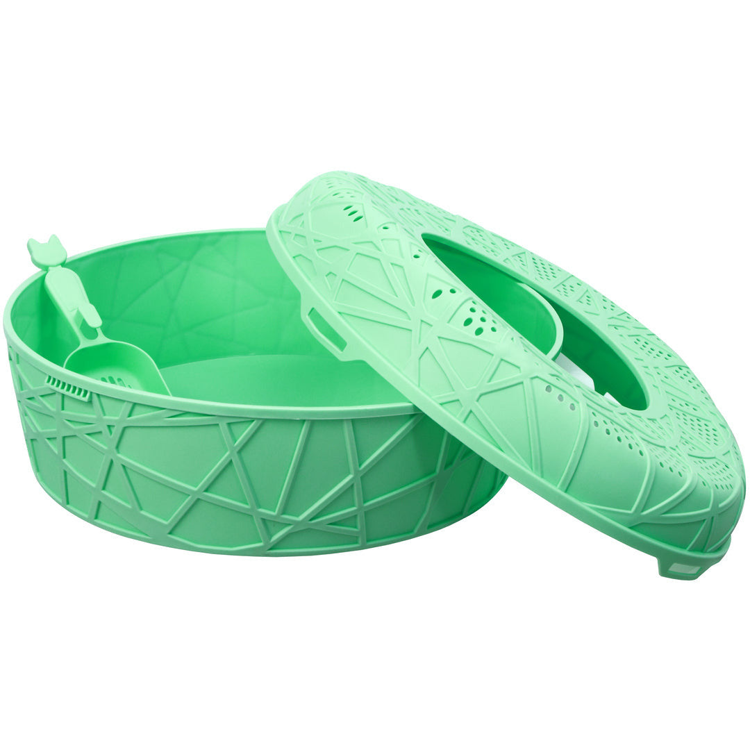 XL Portable Cat Toilet Litter Box Tray House with Scoop Green