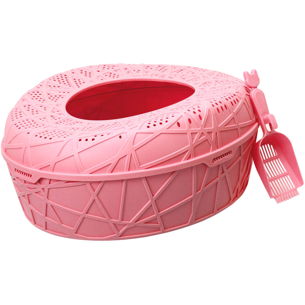 XL Portable Cat Toilet Litter Box Tray House with Scoop Red