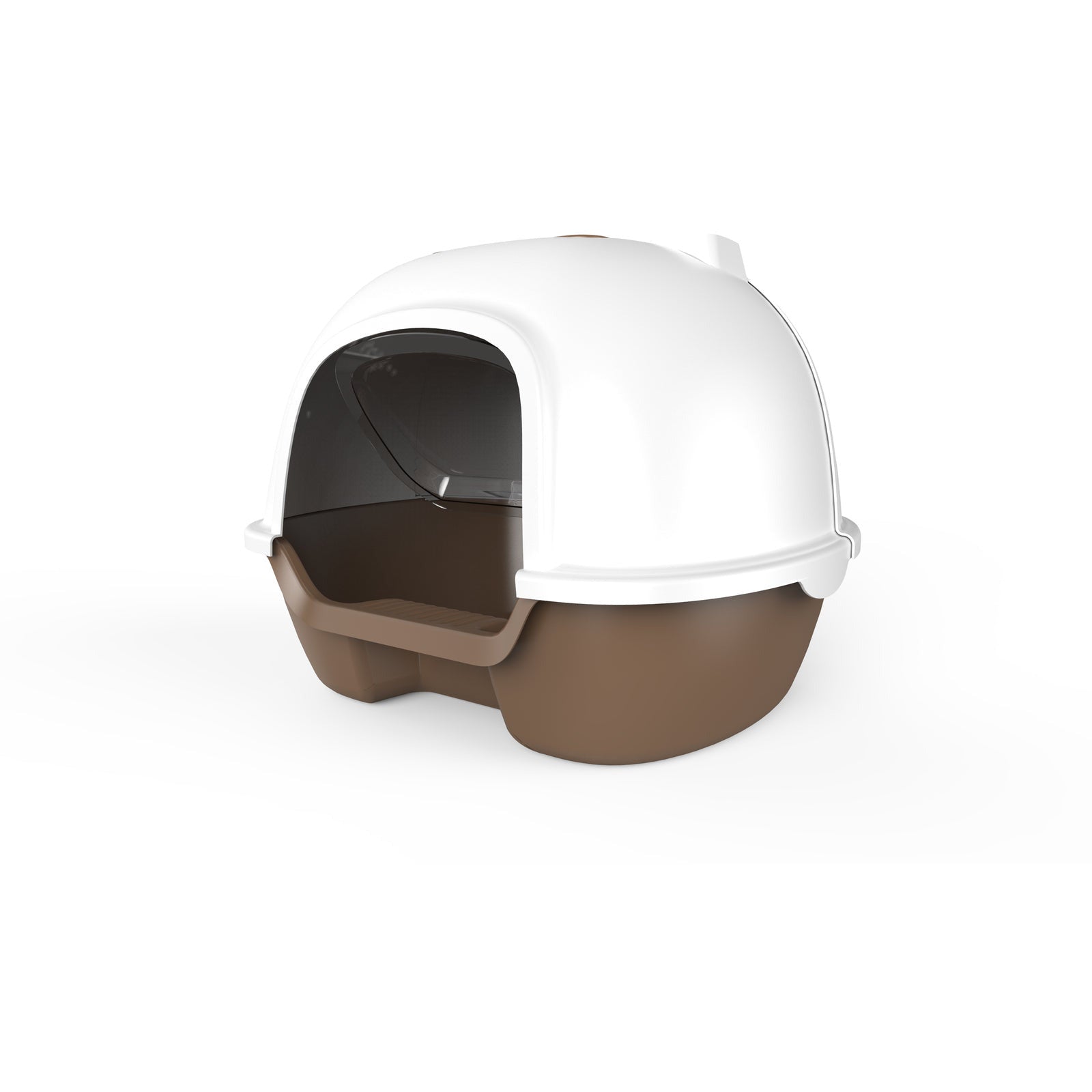Cat Toilet Litter Box  Portable Hooded Tray House with Handle and Scoop Brown