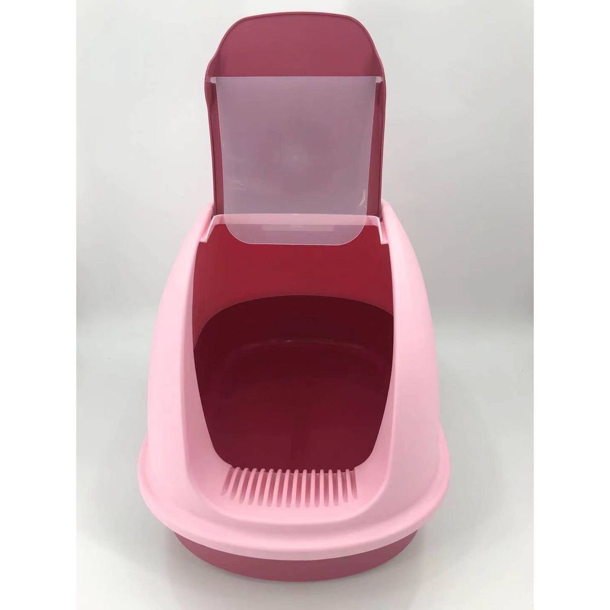 XL Portable Hooded Cat Toilet Litter Box Tray House with Charcoal Filter and Scoop Pink