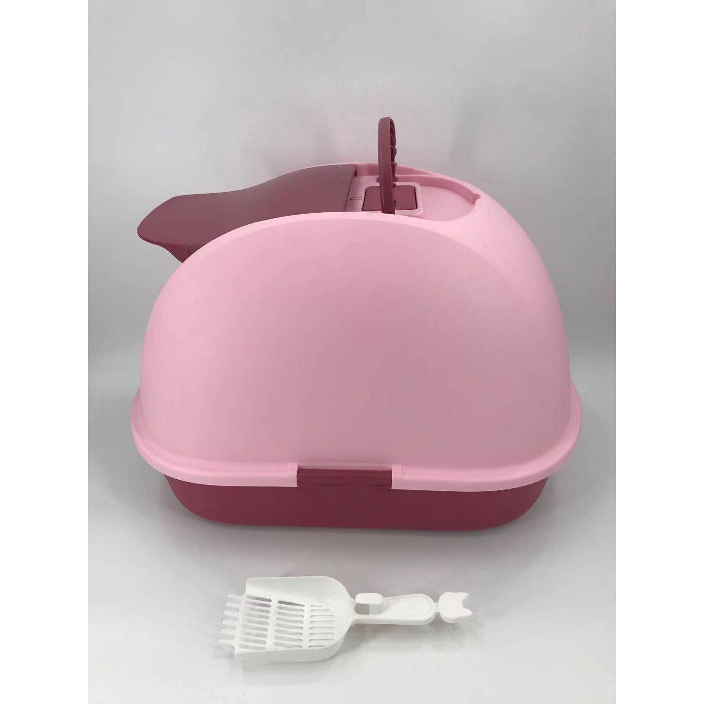 XL Portable Hooded Cat Toilet Litter Box Tray House with Charcoal Filter and Scoop Pink