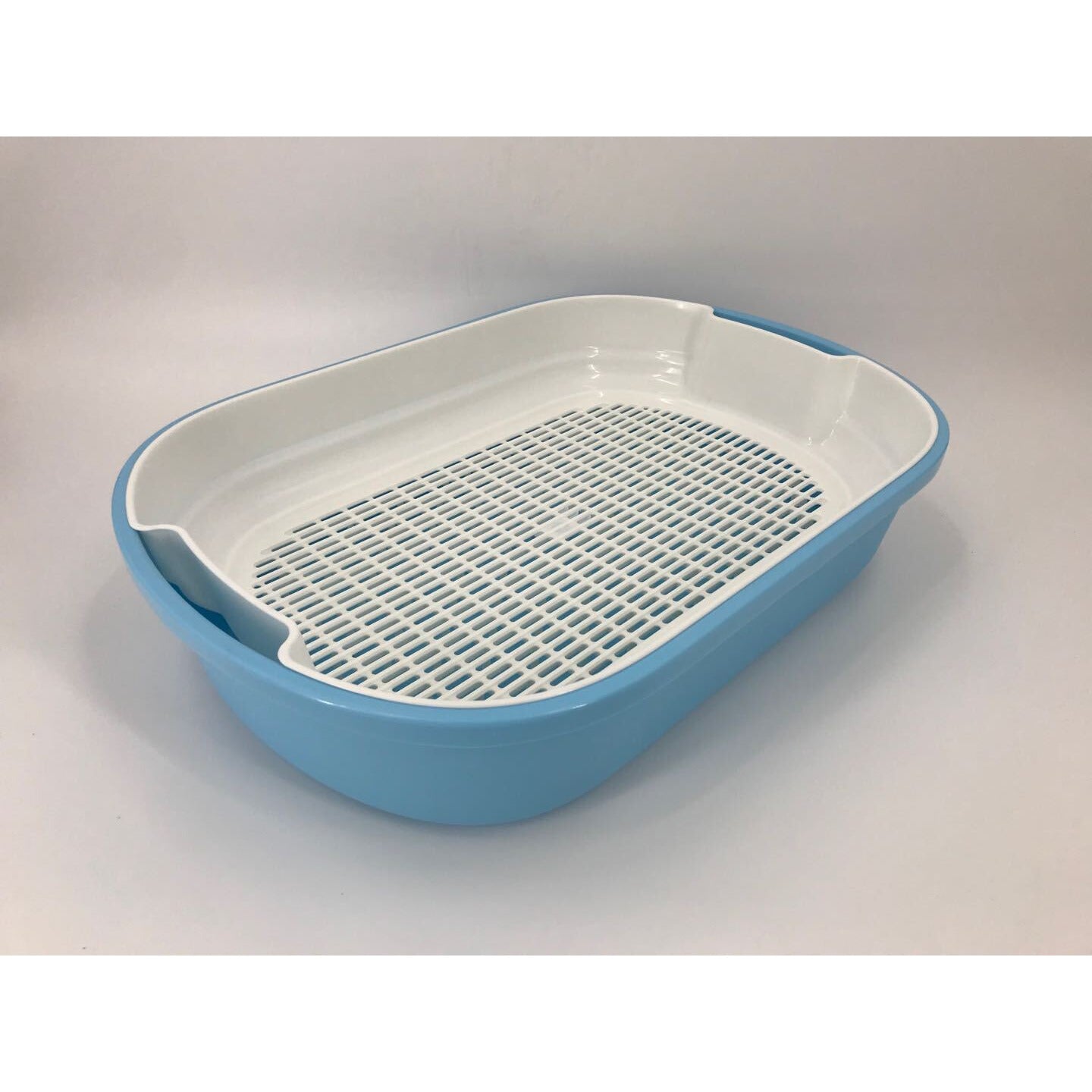 Large Portable Cat Toilet Litter Box Tray House with Scoop and Grid Tray Blue