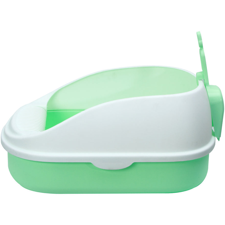 Large Portable Cat Toilet Litter Box Tray with Scoop and Grid Tray Green