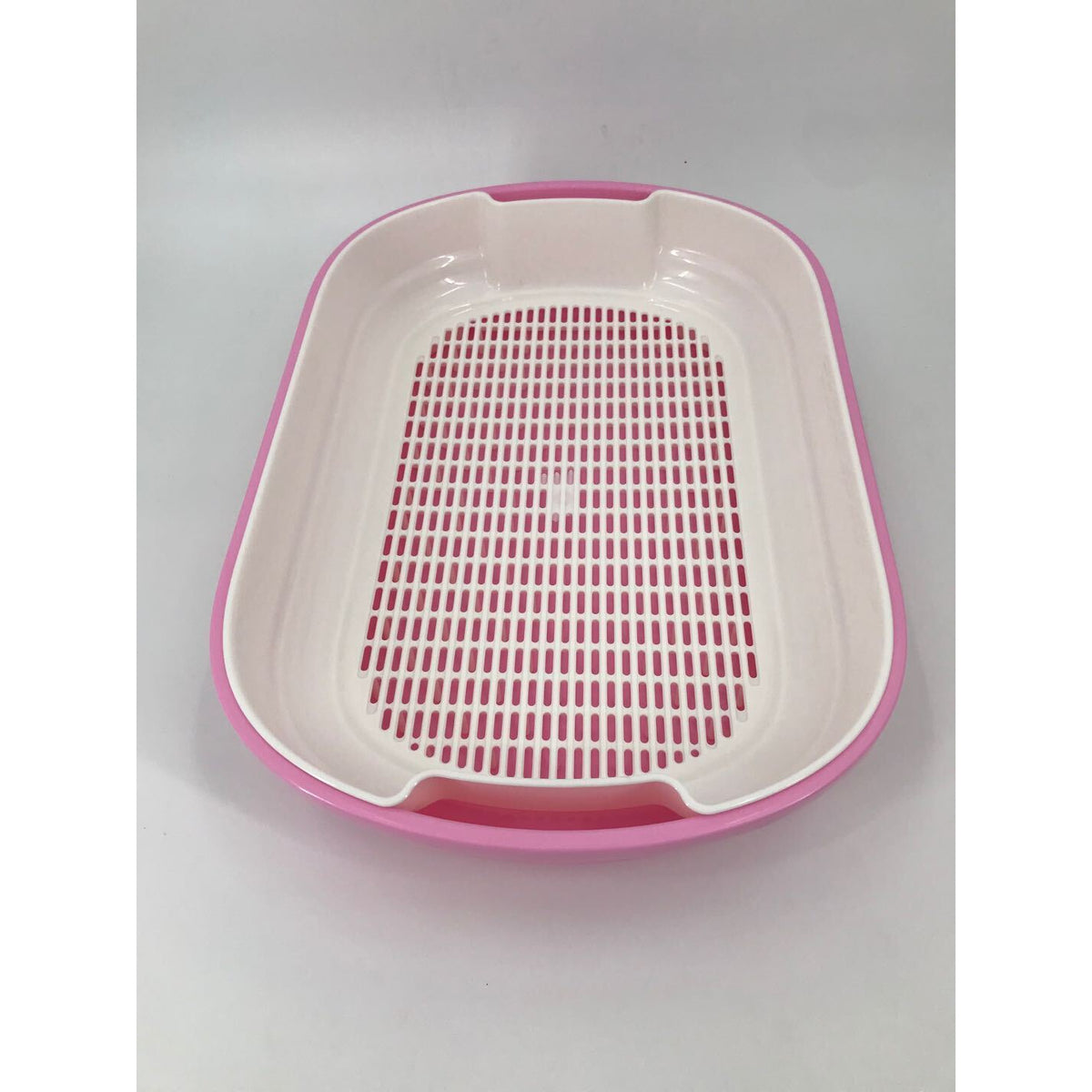 Large Portable Cat Toilet Litter Box Tray with Scoop and Grid Tray Pink