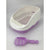 Large Portable Cat Toilet Litter Box Tray with Scoop and Grid Tray Purple