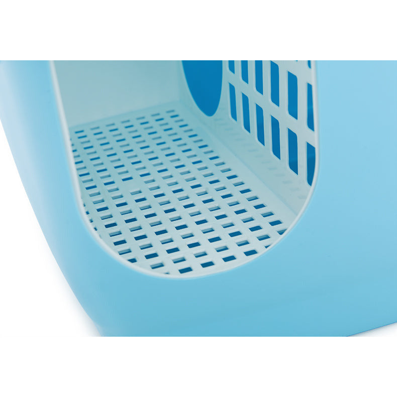 XL Portable Hooded Cat Toilet Litter Box Tray House with Handle and Scoop Blue