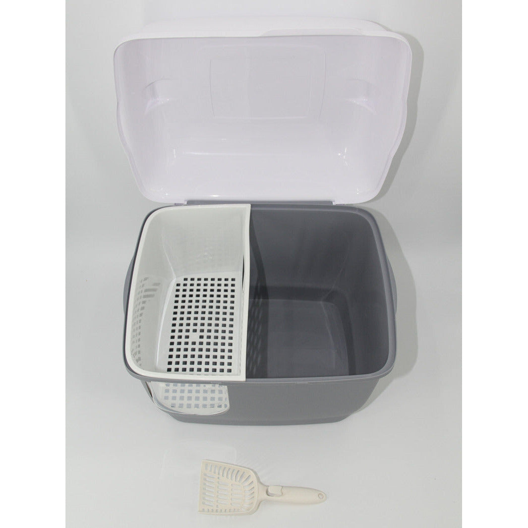 XL Portable Hooded Cat Toilet Litter Box Tray House with Handle and Scoop