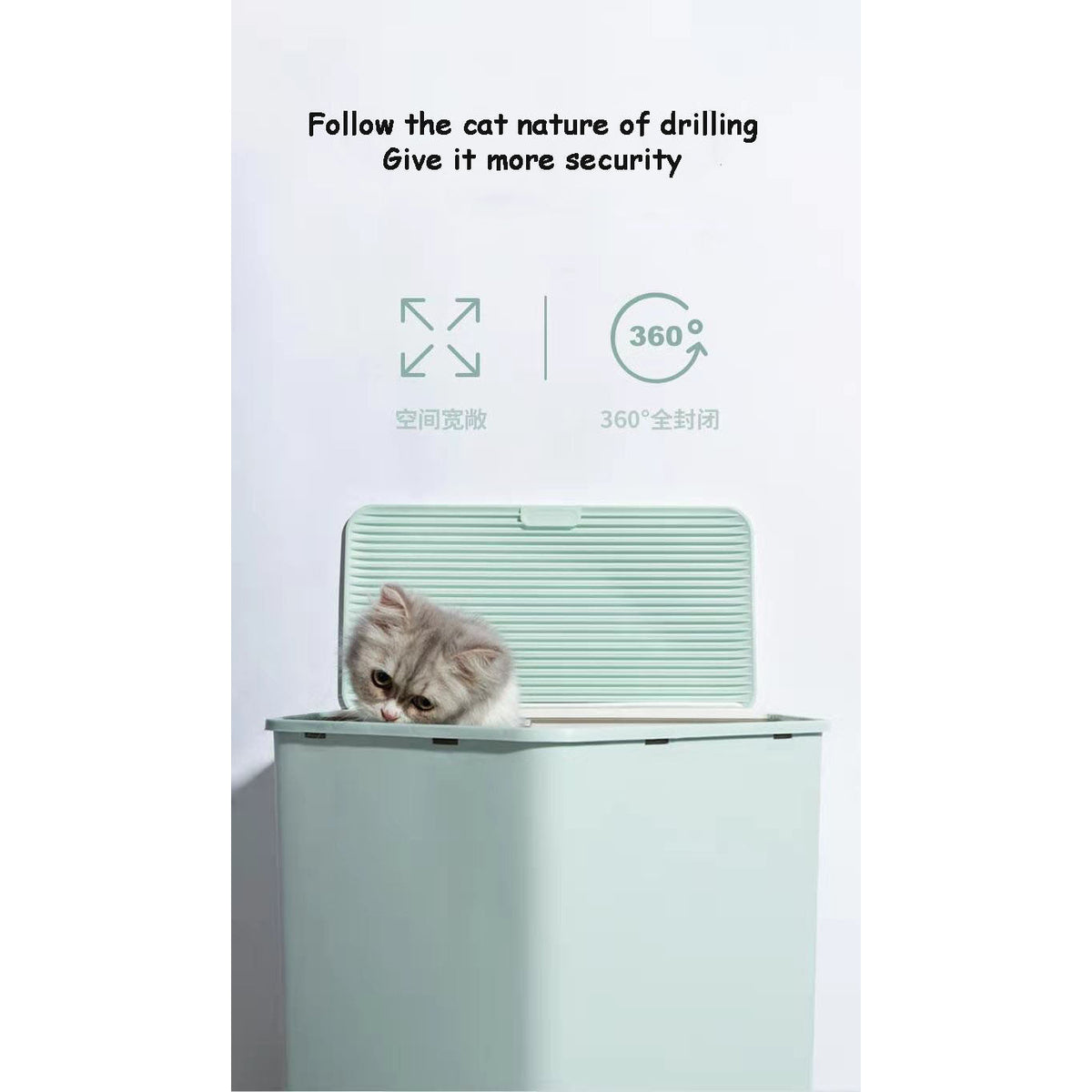 L Portable Hooded Cat Toilet Litter Box Tray House with Drawer and Scoop-Blue