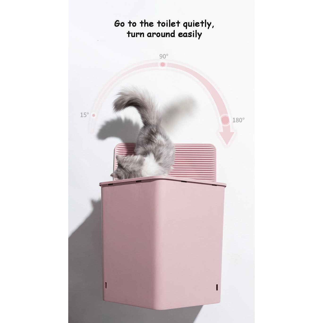 L Portable Hooded Cat Toilet Litter Box Tray House with Drawer and Scoop-Pink