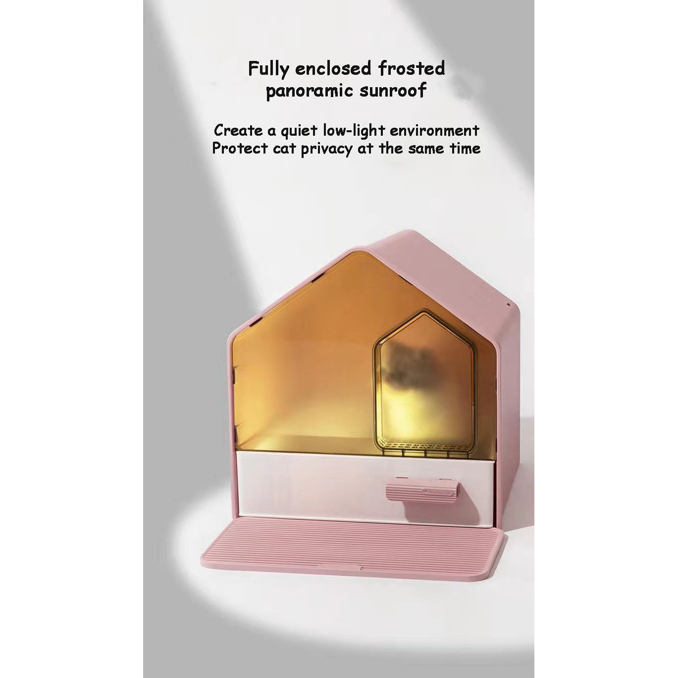 L Portable Hooded Cat Toilet Litter Box Tray House with Drawer and Scoop-Pink