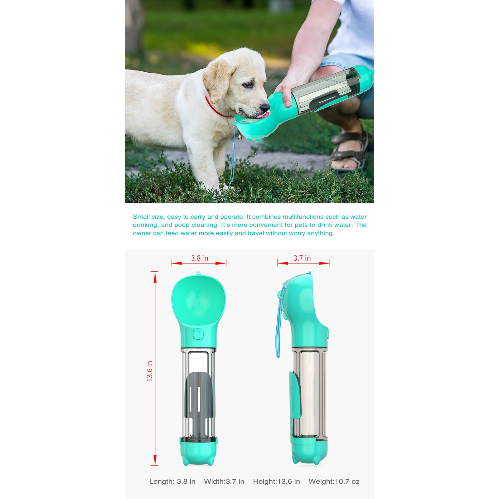 YES4PETS 4 in 1 Portable Pet Dog Puppy Cat Drinking Mug Water Feeder Bottle Valve Travel Bottle Blue