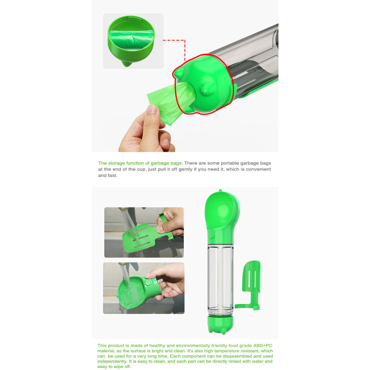 YES4PETS  4 in 1 Portable Pet Dog Puppy Cat Drinking Mug Water Feeder Bottle Valve Travel Bottle Green