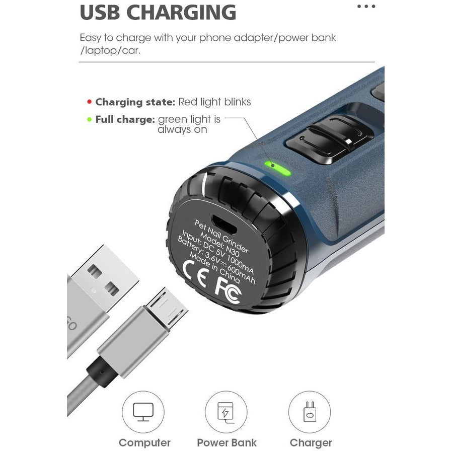 Electric Pet Dog Cat Quiet Nail Grinder Clipper Cutter Grooming Trimmer