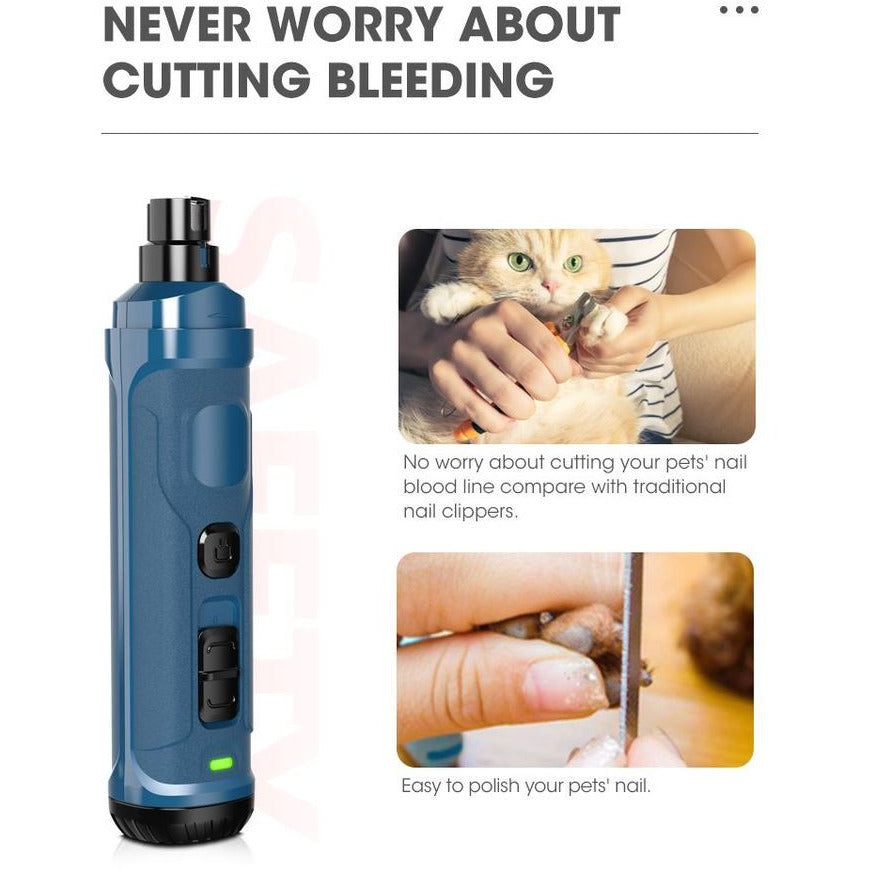 Electric Pet Dog Cat Quiet Nail Grinder Clipper Cutter Grooming Trimmer