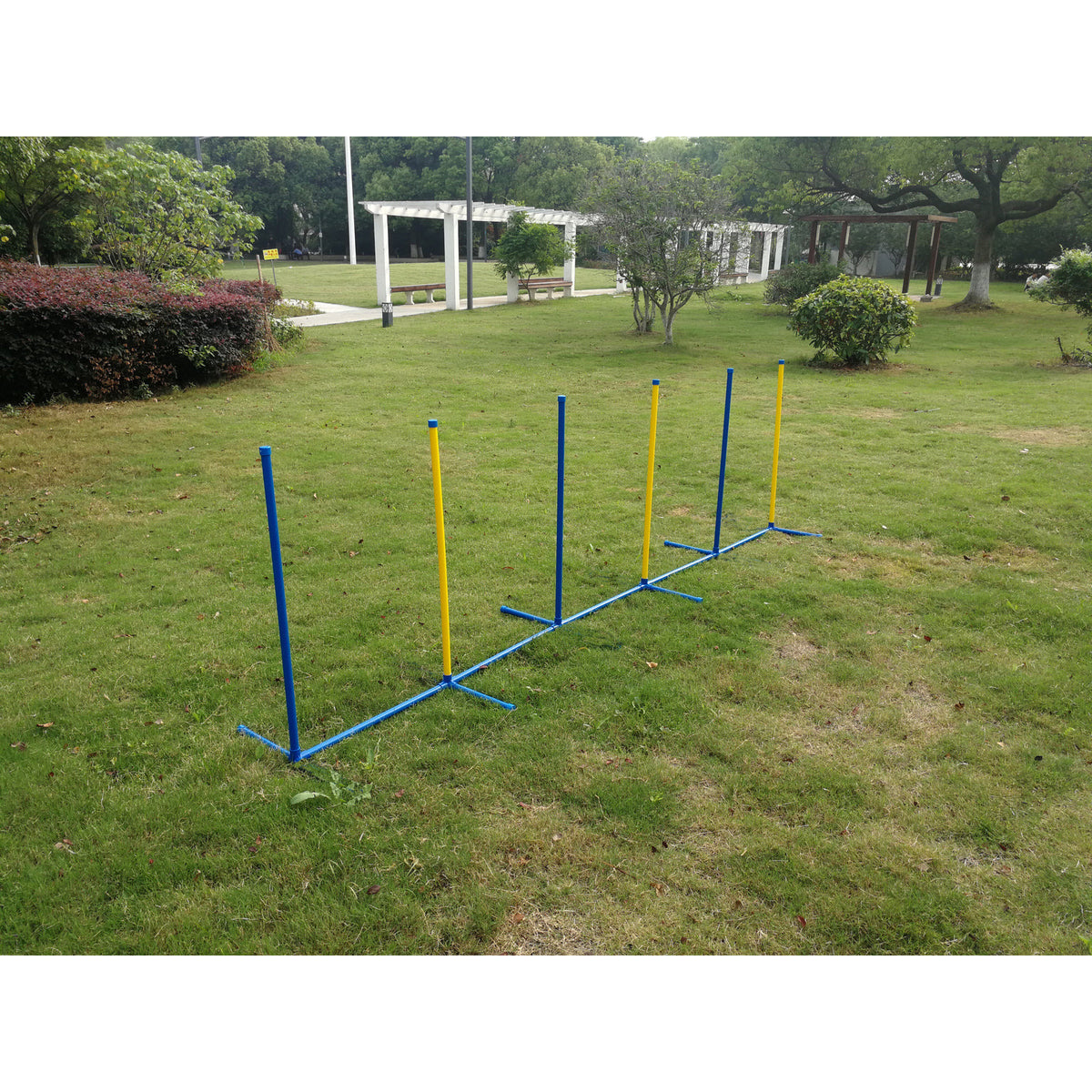 Portable Dog Puppy Training Practice Weave Poles Agility Post Set