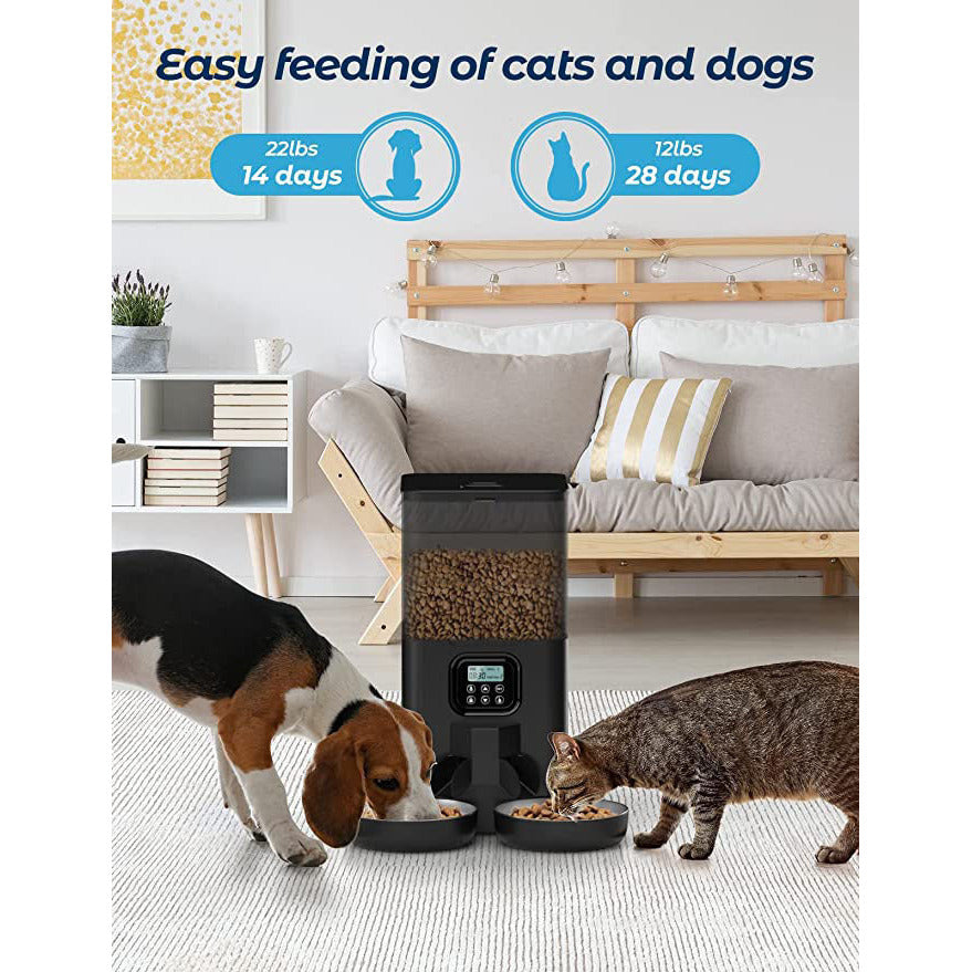 6L Automatic Digital Pet Dog Cat Feeder Double Food Bowl Dispenser