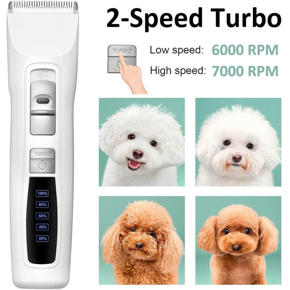 Pet Electric Dog Pet Clipper Kit Blade Set Cat Animal Hair Grooming Cordless White