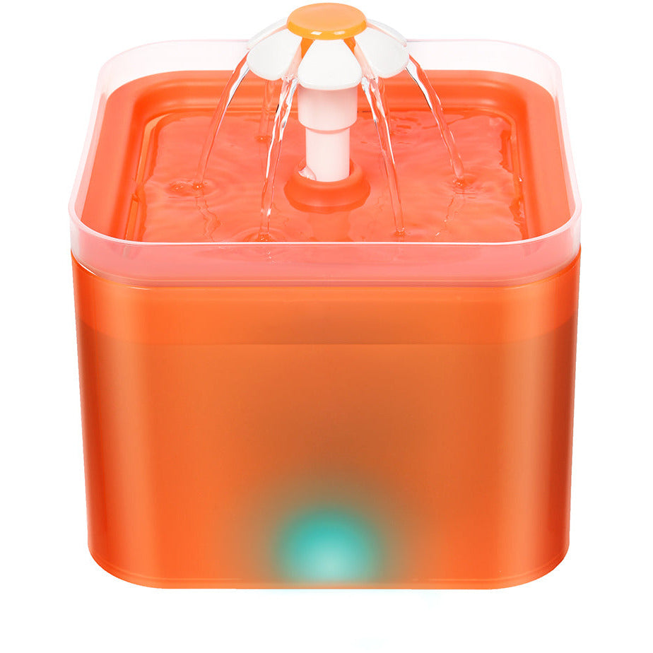 Dog Cat Water Feeder Automatic Electric Pet Water Fountain  Bowl Dispenser W LED Orange