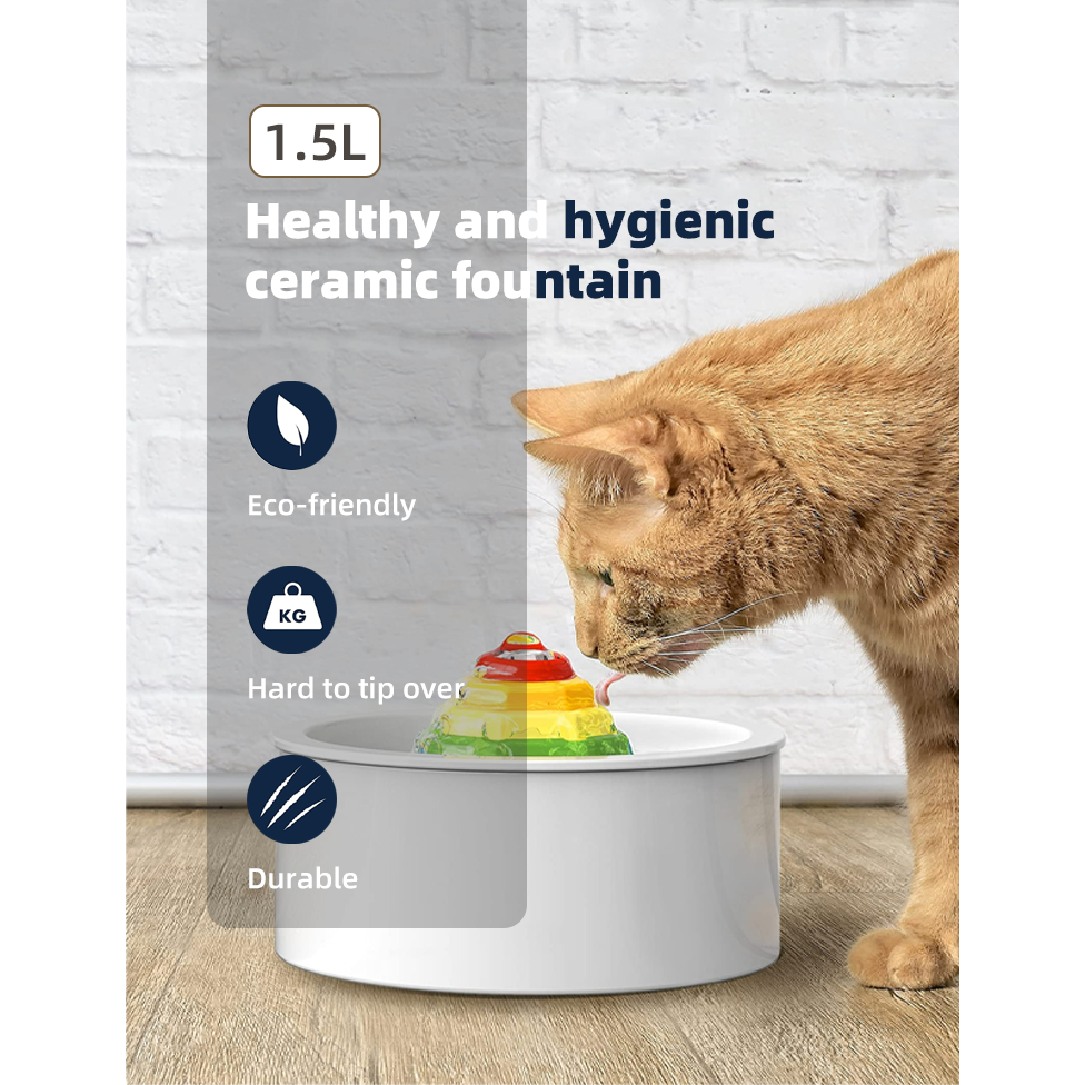 Ceramic Electric Pet Water Fountain Dog Cat Water Feeder Bowl Dispenser