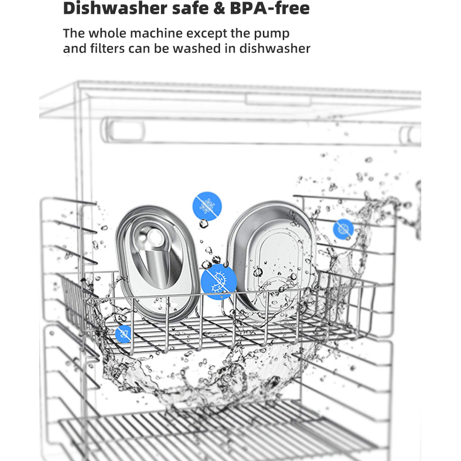 2L Automatic Electric Pet Water Fountain Dog Cat Stainless Steel Feeder Bowl Dispenser
