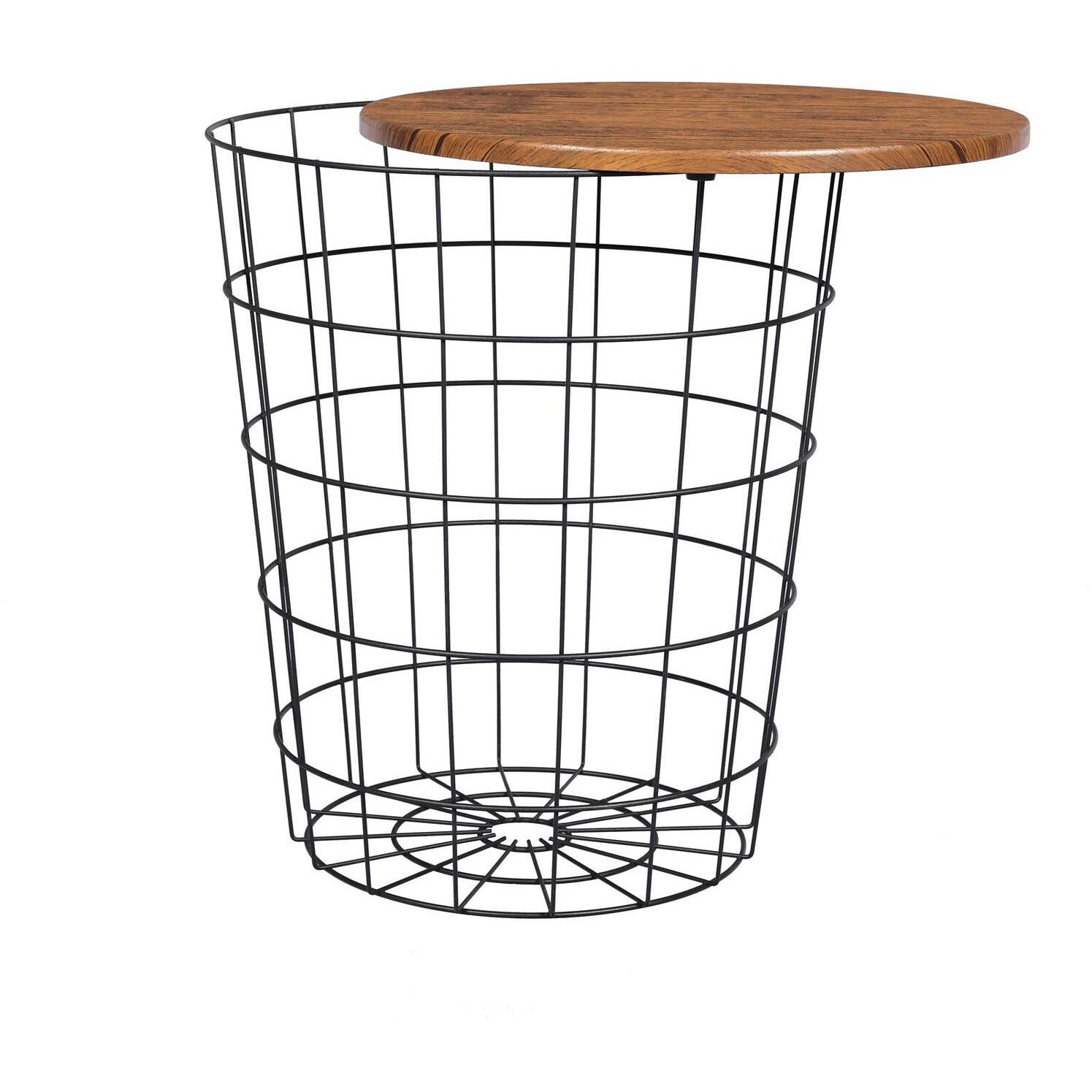 Vintage Round Coffee Tables Set of 2 Side Tables Robust Steel Frame for Living Room Bedroom Rustic Brown and Black