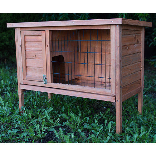 Single Wooden Pet Rabbit Hutch Guinea Pig Cage with Slide out Tray