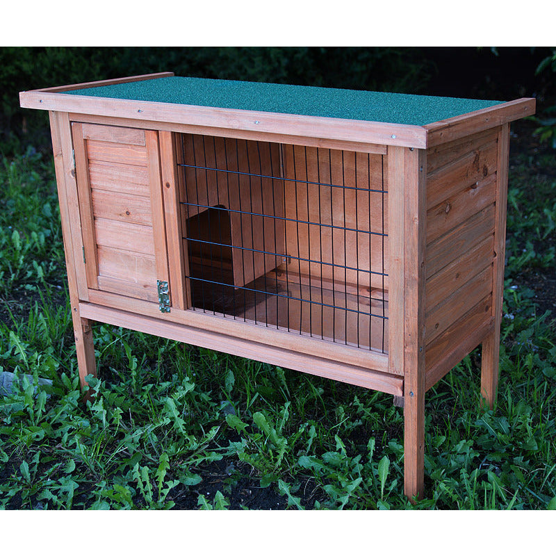 Single Wooden Pet Rabbit Hutch Guinea Pig Cage with Slide out Tray