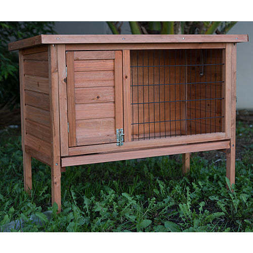 Single Wooden Pet Rabbit Hutch Guinea Pig Cage with Slide out Tray