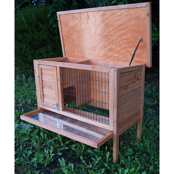 Single Wooden Pet Rabbit Hutch Guinea Pig Cage with Slide out Tray