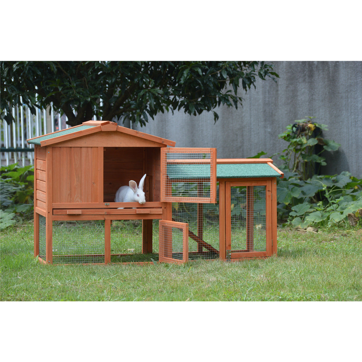 146cm Rabbit Hutch Metal Run Wooden Cage Guinea Pig Cage House