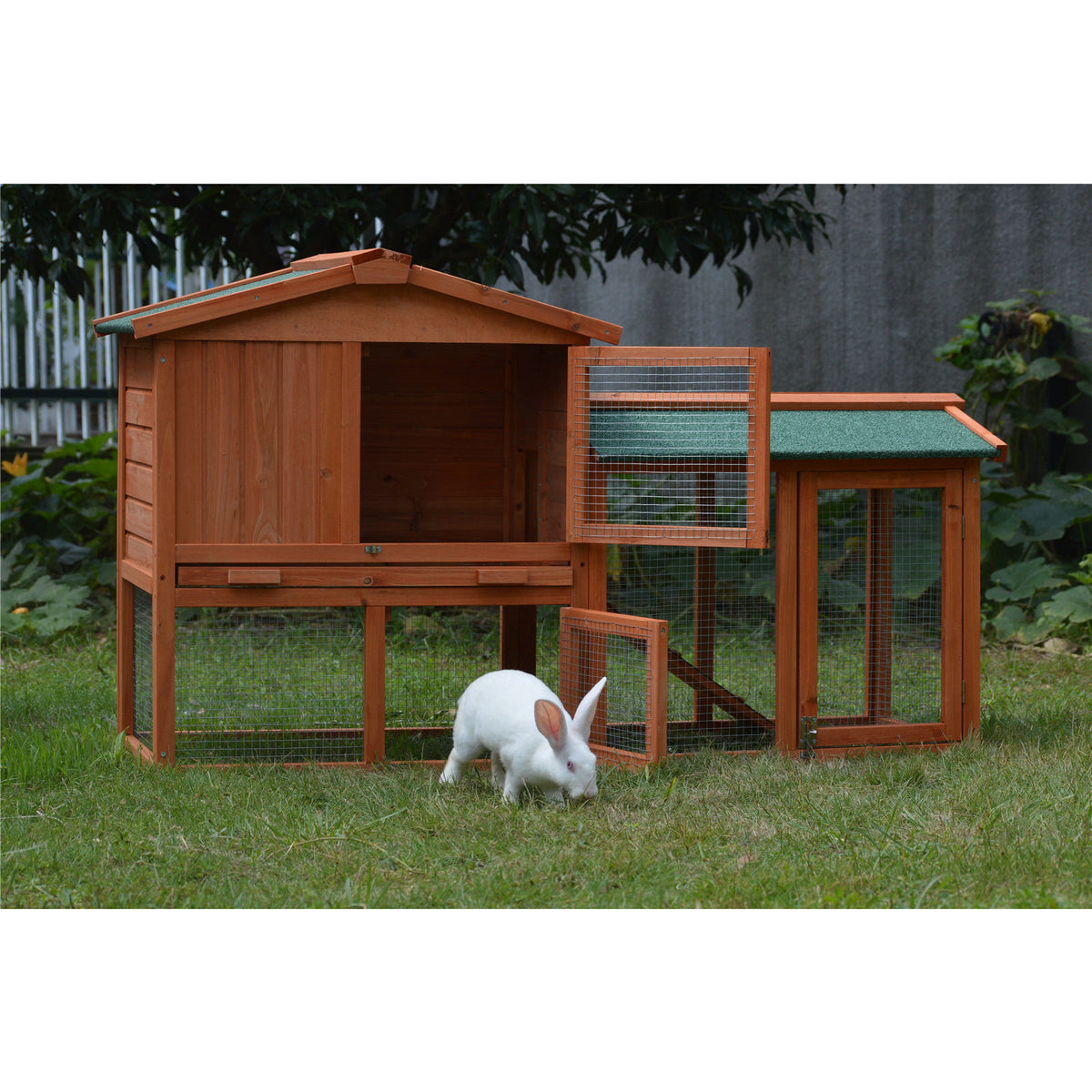 146cm Rabbit Hutch Metal Run Wooden Cage Guinea Pig Cage House