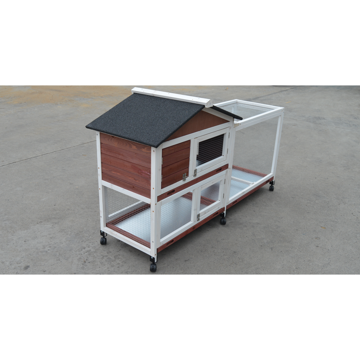 Double Storey Large Rabbit Hutch Guinea Pig Cage , Ferret Cage With Pull Out Tray On Wheels