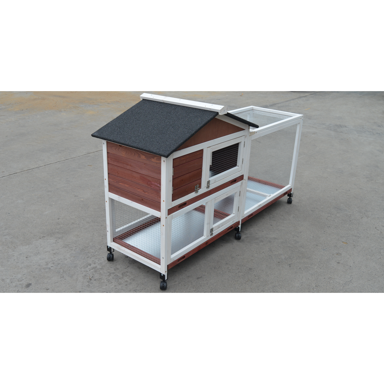 Double Storey Large Rabbit Hutch Guinea Pig Cage , Ferret Cage With Pull Out Tray On Wheels