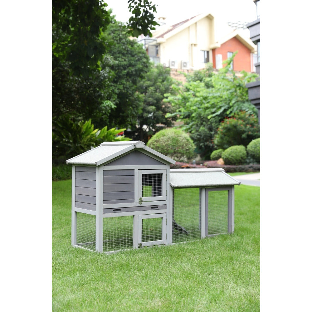 148cm Rabbit Hutch Metal Run Wooden Cage Guinea Pig Cage House