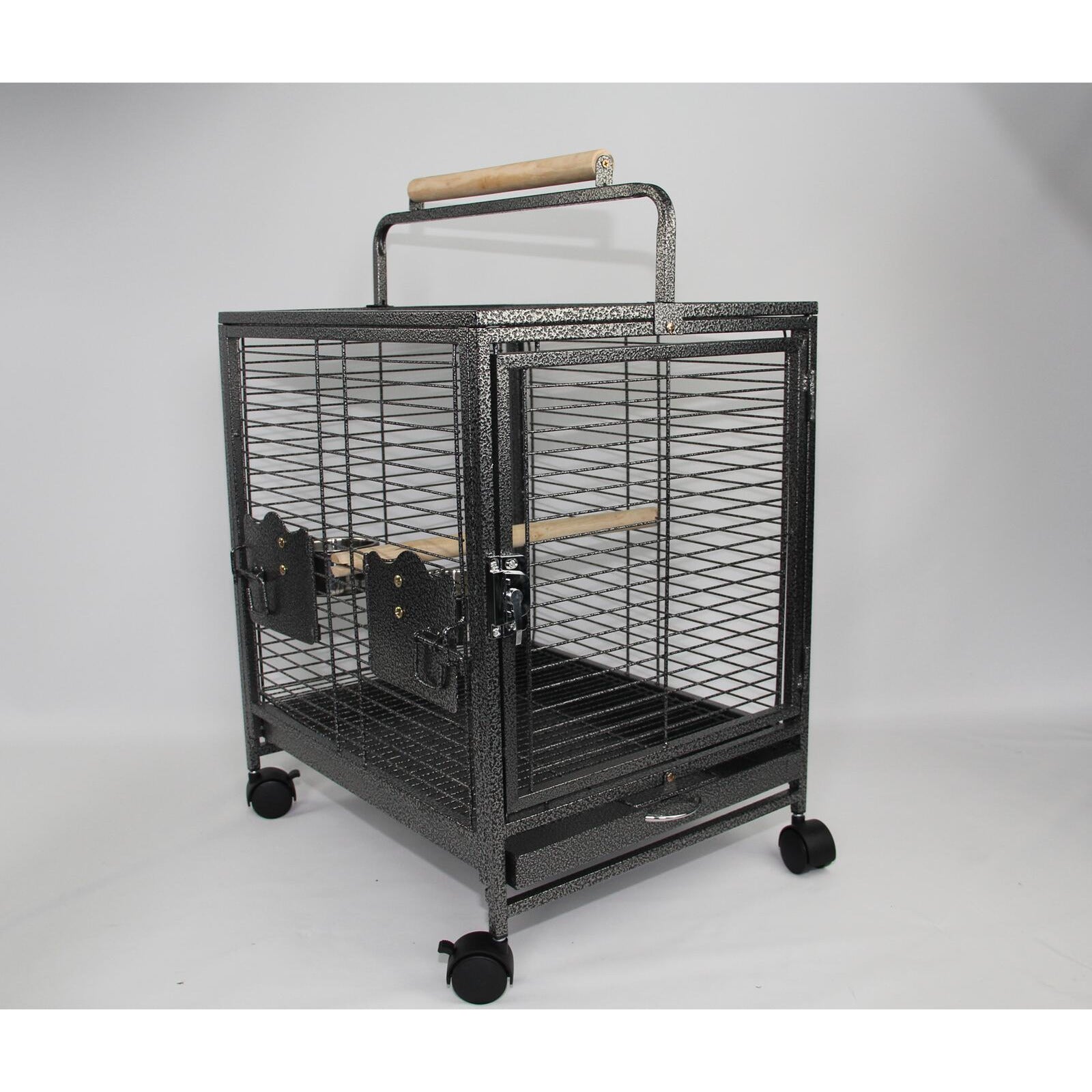 Small Bird Transport Budgie Cage Parrot Aviary Carrier With Wheel