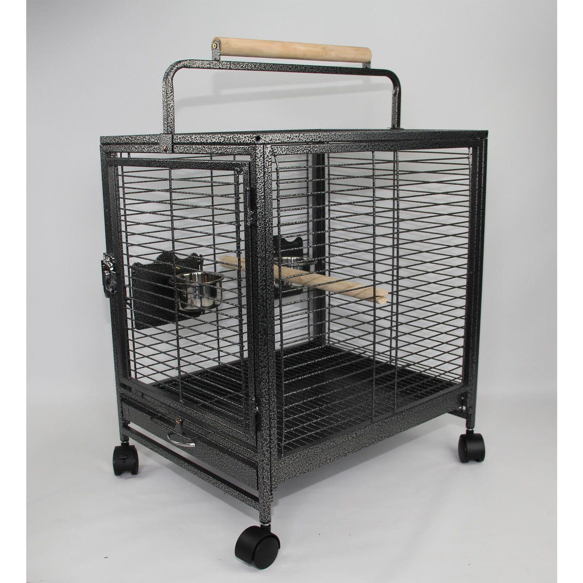 Small Bird Transport Budgie Cage Parrot Aviary Carrier With Wheel