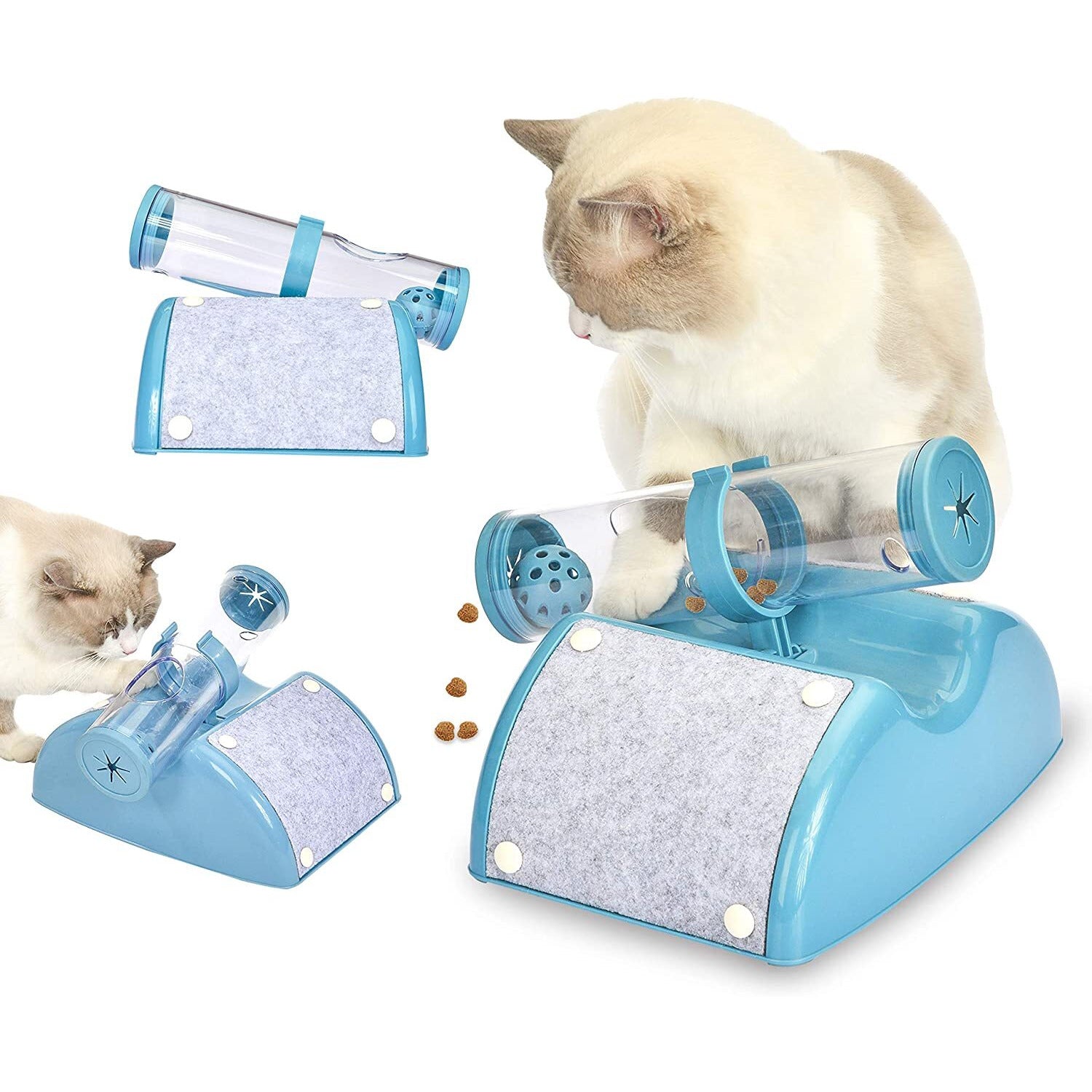 Cat Play Box Kit Pet Toy Kitten Toys Interactive Ball Peek Hunting Toy-Blue