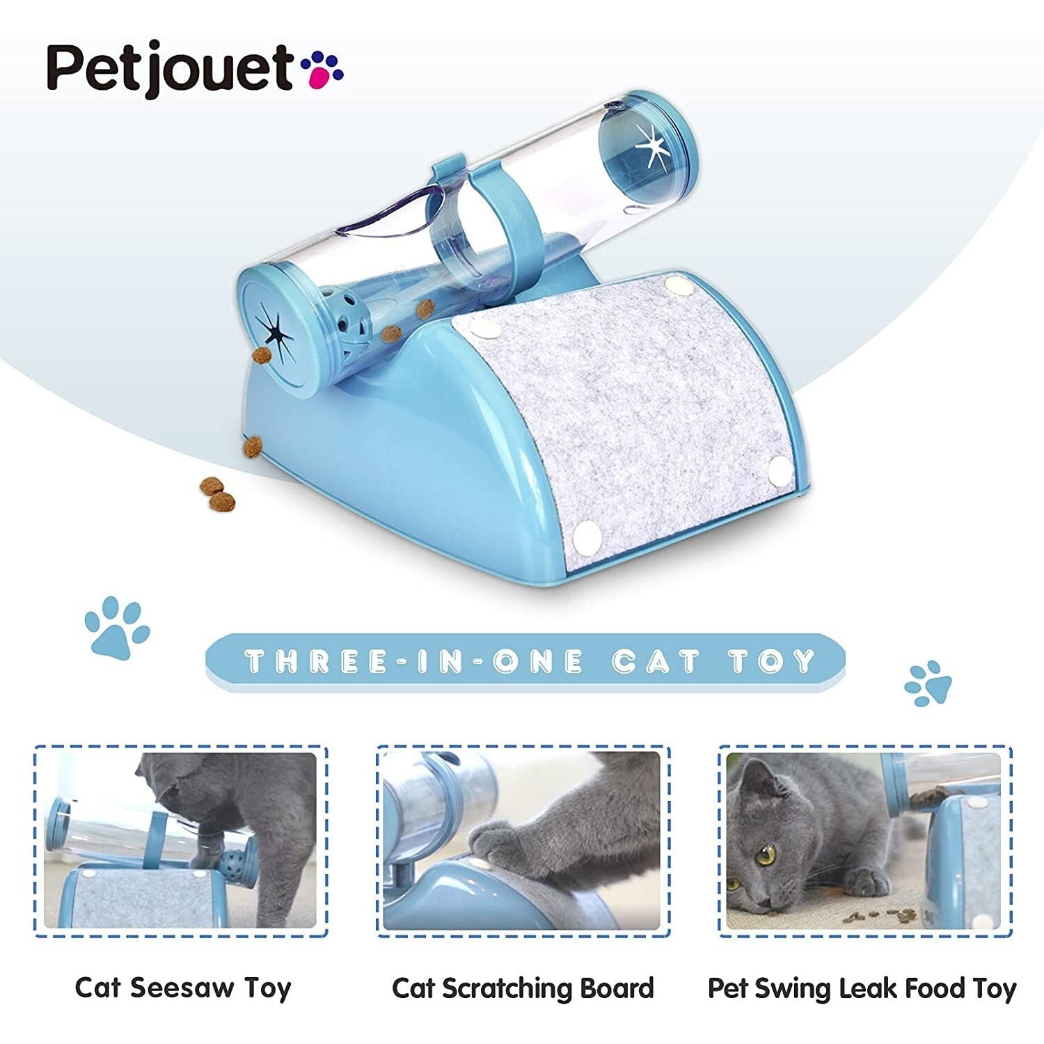 Cat Play Box Kit Pet Toy Kitten Toys Interactive Ball Peek Hunting Toy-Blue
