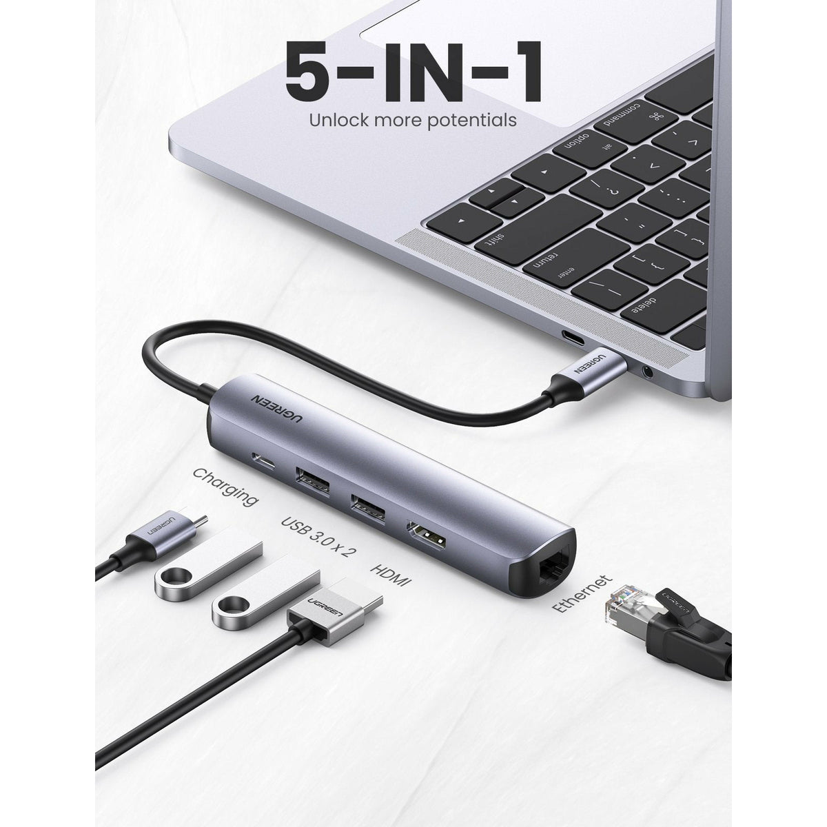 UGREEN 10919 Ultra Slim 5-in-1 USB C Hub