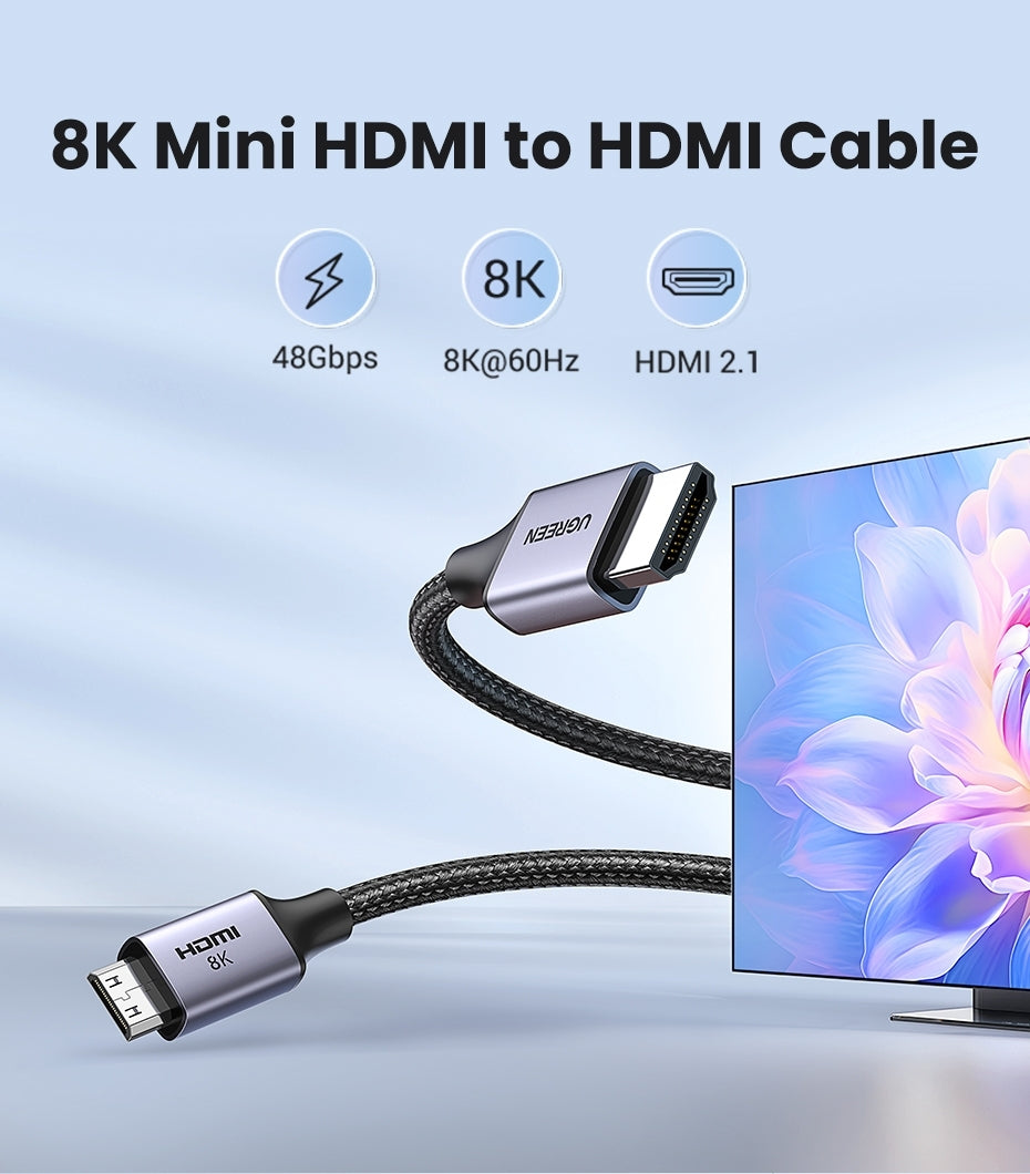 UGREEN 15514 8K Mini-HDMI to HDMI Cable 1M