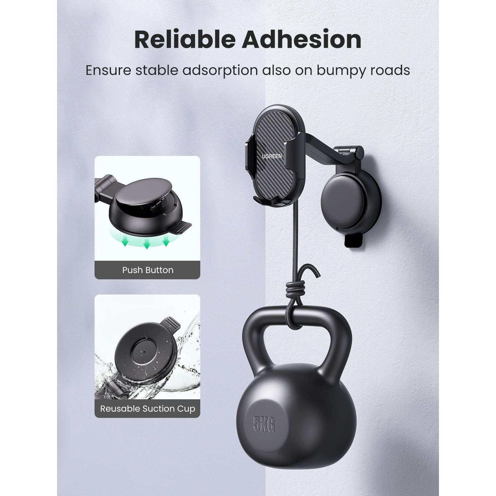 UGREEN 20473 Waterfall-Shaped Suction Cup Phone Mount