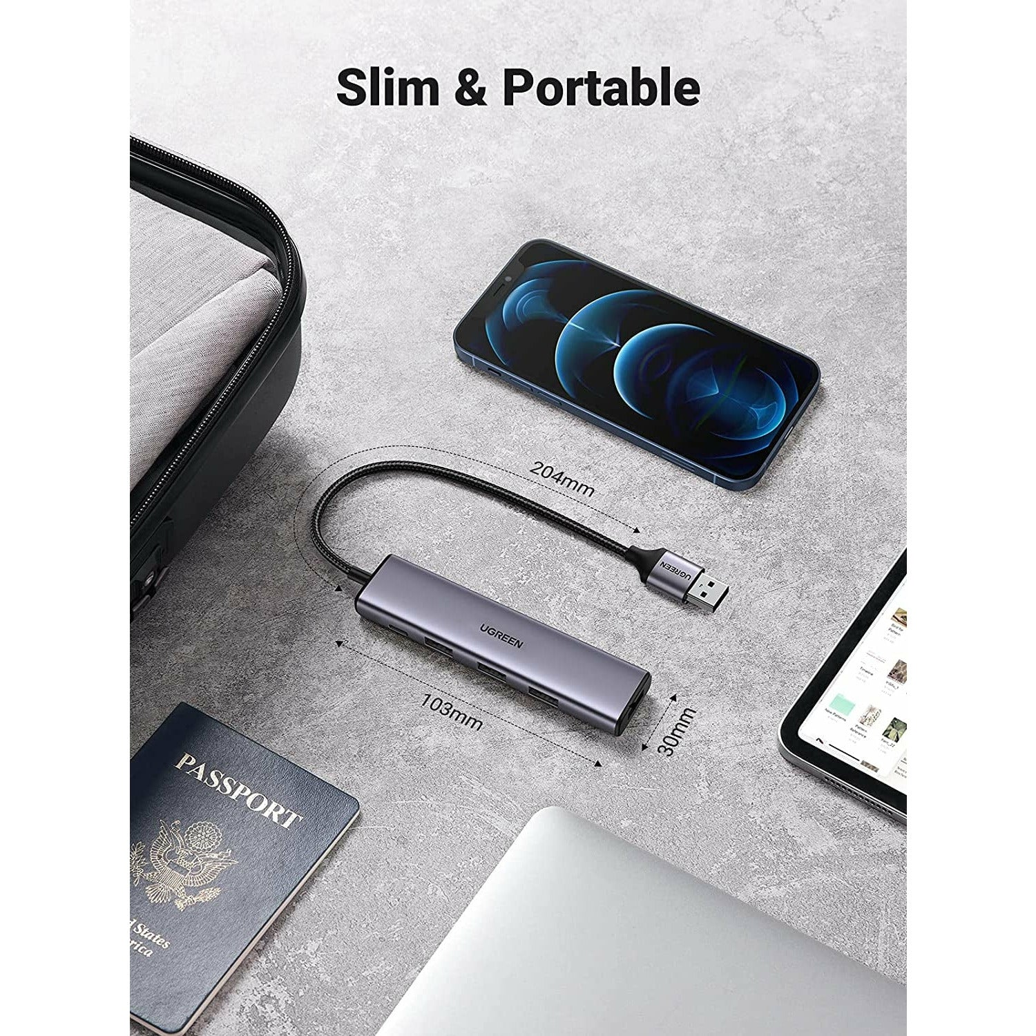 UGREEN 20805 USB 3.0 4-Port Hub with USB-C Power Port