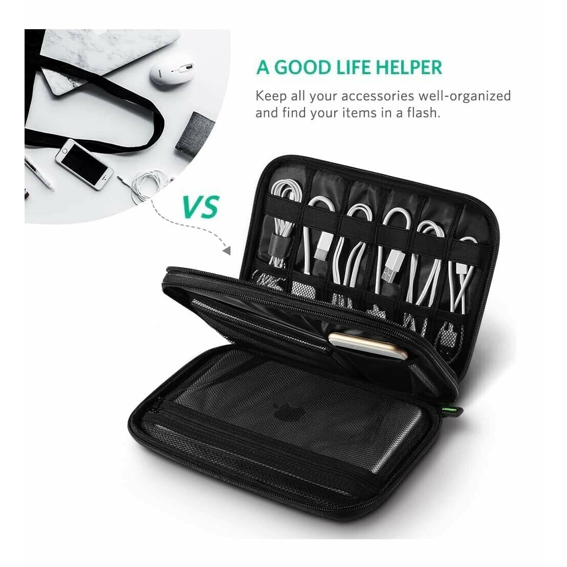 UGREEN 50147 Double Layer Electronic Accessories Organiser Travel Bag